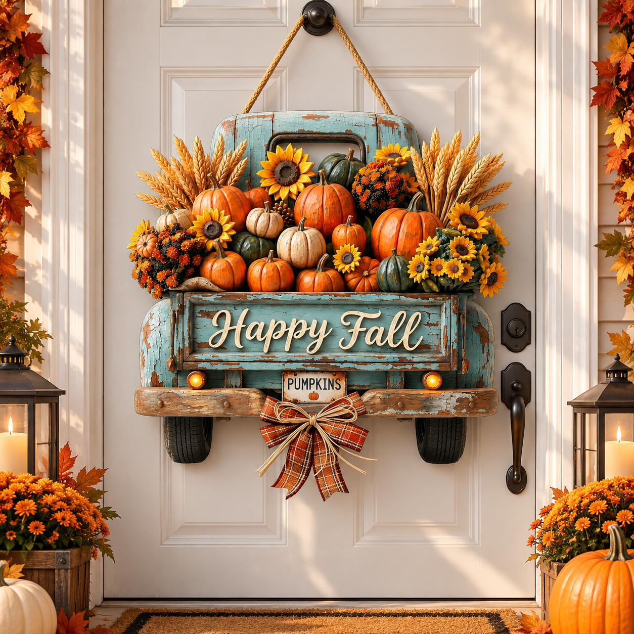 Rustic Fall Pumpkin Truck Door Hanging Décor
