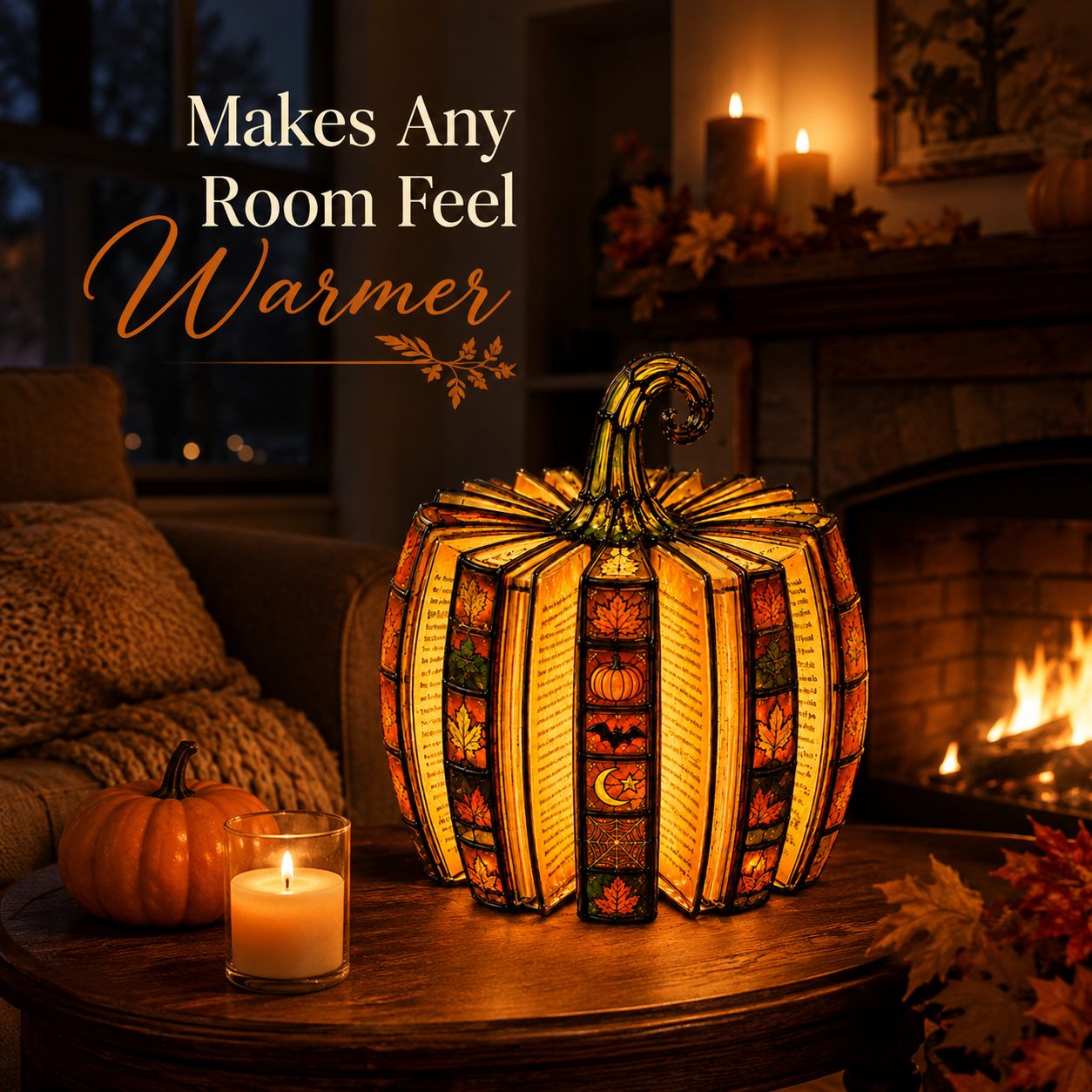 Halloween Pumpkin Book Lamp – A Cozy Fall Glow That Turns Any Corner Into a Seasonal Favorite