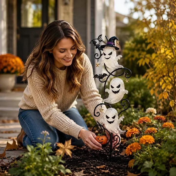 👻 Solar Halloween Little Ghost Garden Stake Light