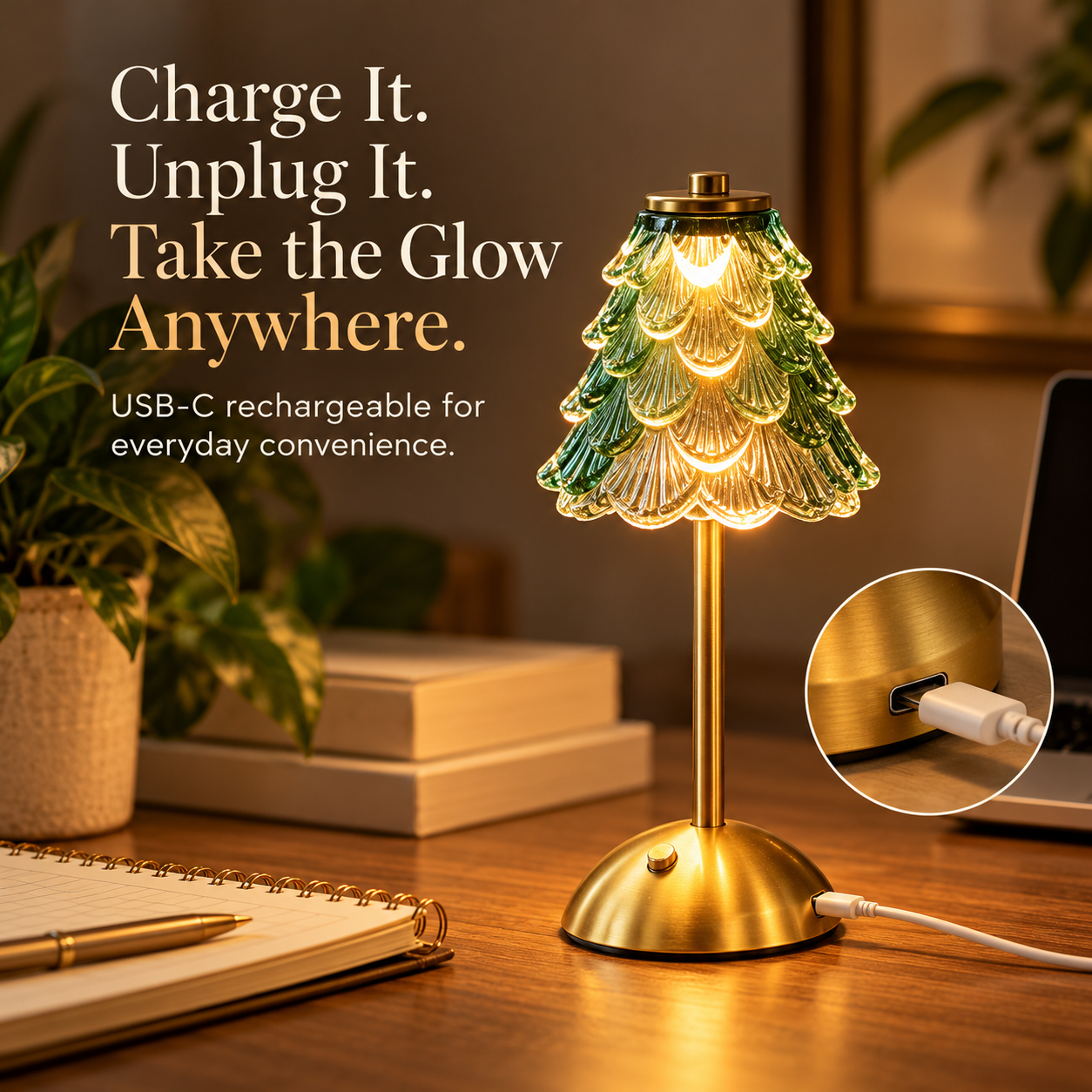 Rechargeable Crystal Tree Table Lamp
