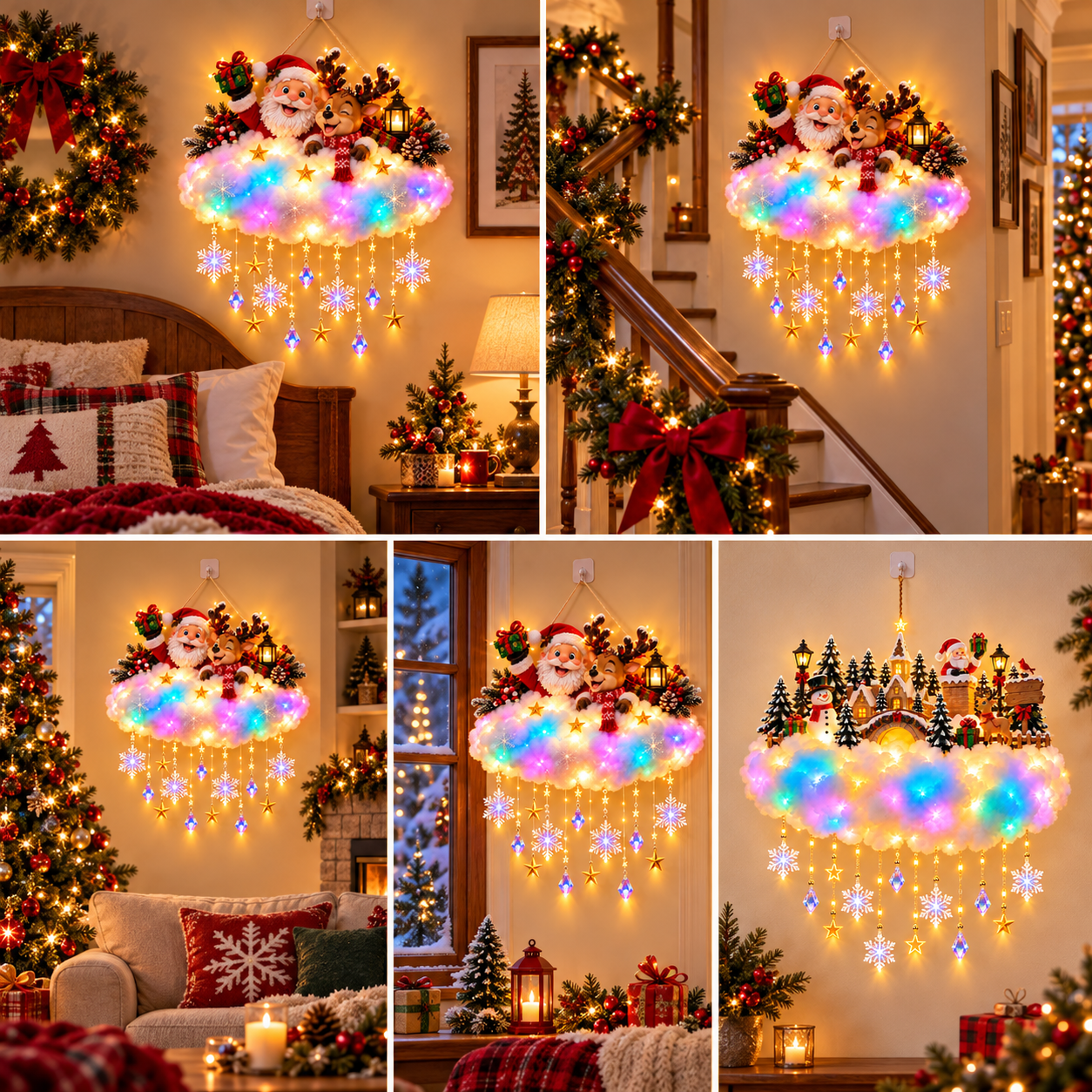 Lighted Christmas Cloud Hanging Decor