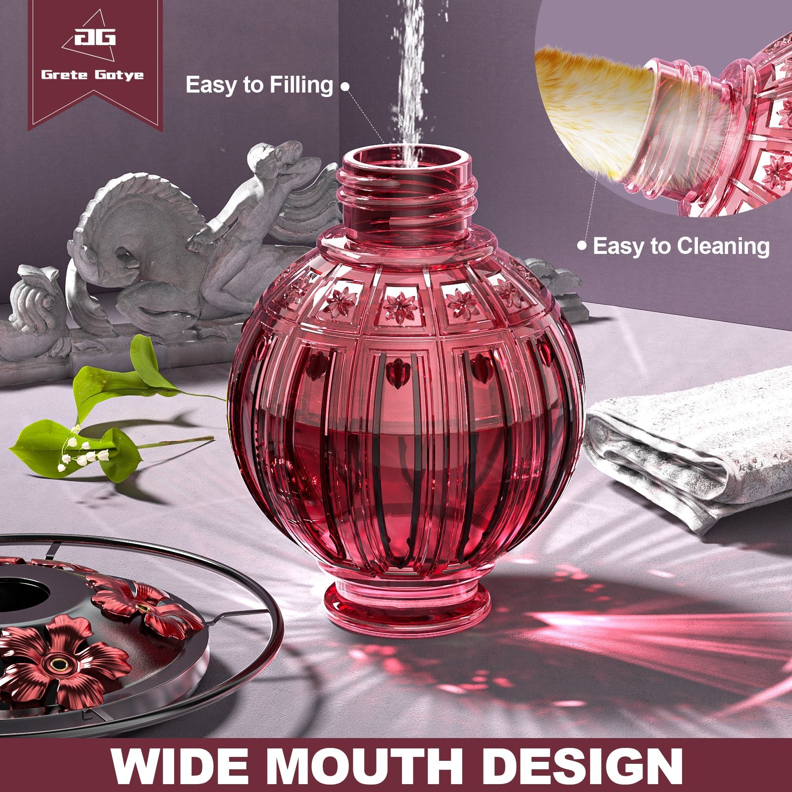 ⏰Last 4 hours Sale: Save 49%-🐦Glass Hummingbird Feeder for Outdoors Hanging