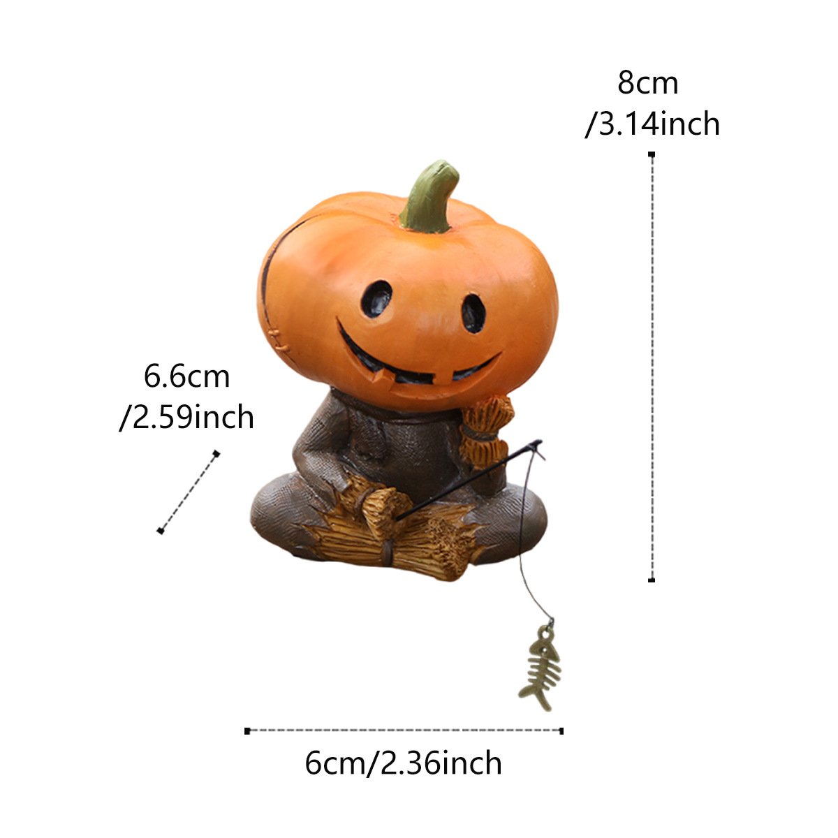 🎃 Pumpkin Fisherman Figurine – A Quirky Touch of Halloween Fun