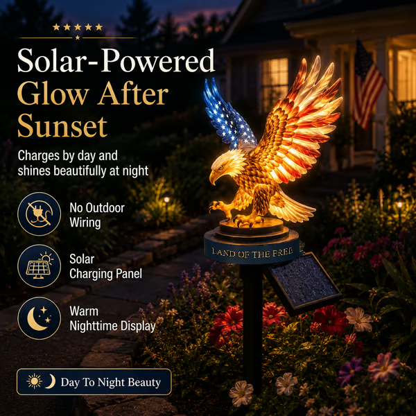 Solar Eagle Garden Light – A Glowing Tribute to American Freedom