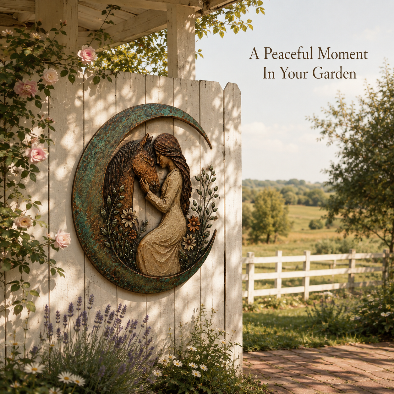 Moonlit Angel & Dog Memorial Wall Plaque