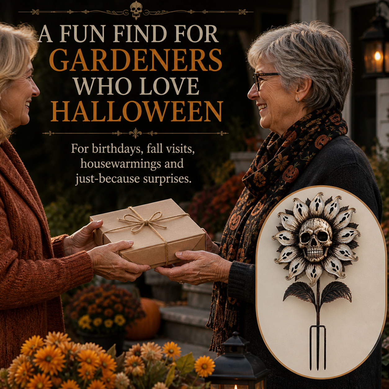 Skeleton Sunflower Halloween Garden Stake