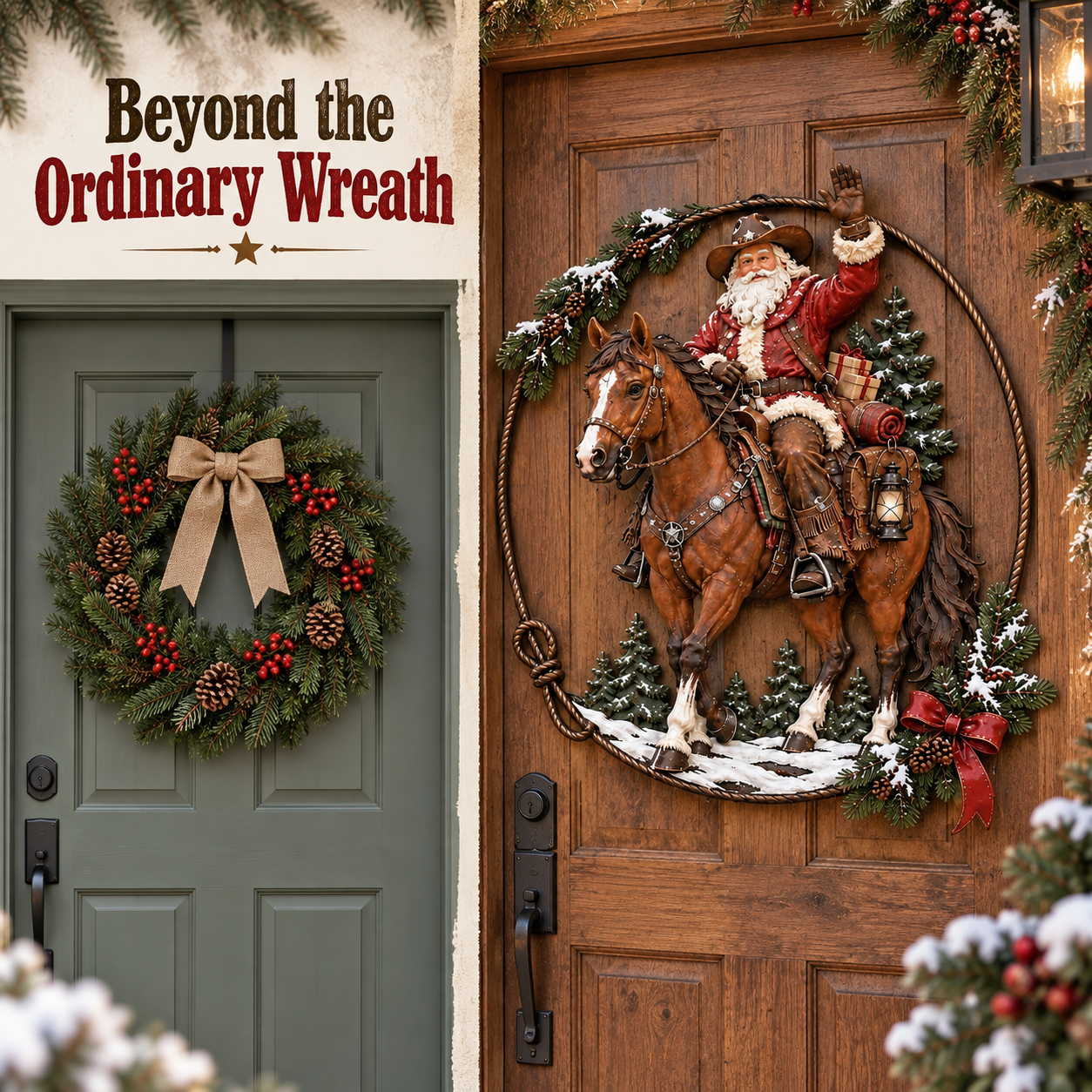 Western Cowboy Santa Metal Christmas Wall Décor