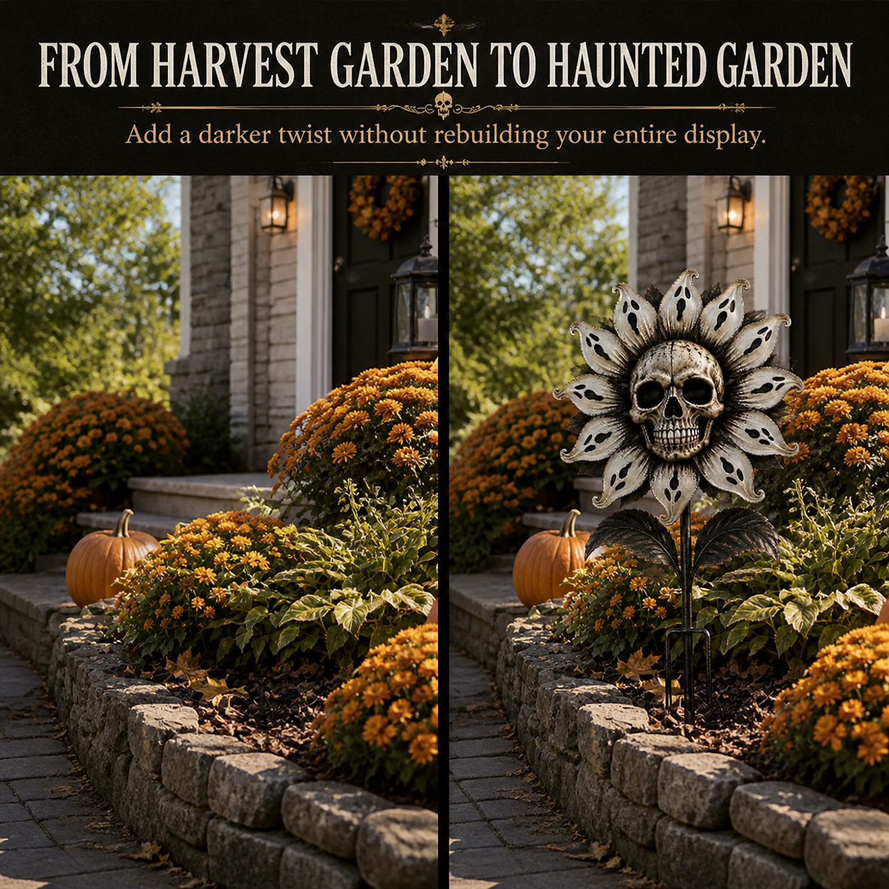 Skeleton Sunflower Halloween Garden Stake