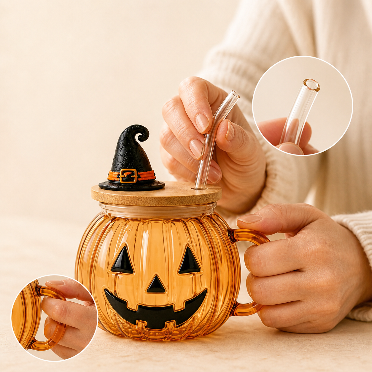 Halloween Character Straw Cup with Witch Hat Lid