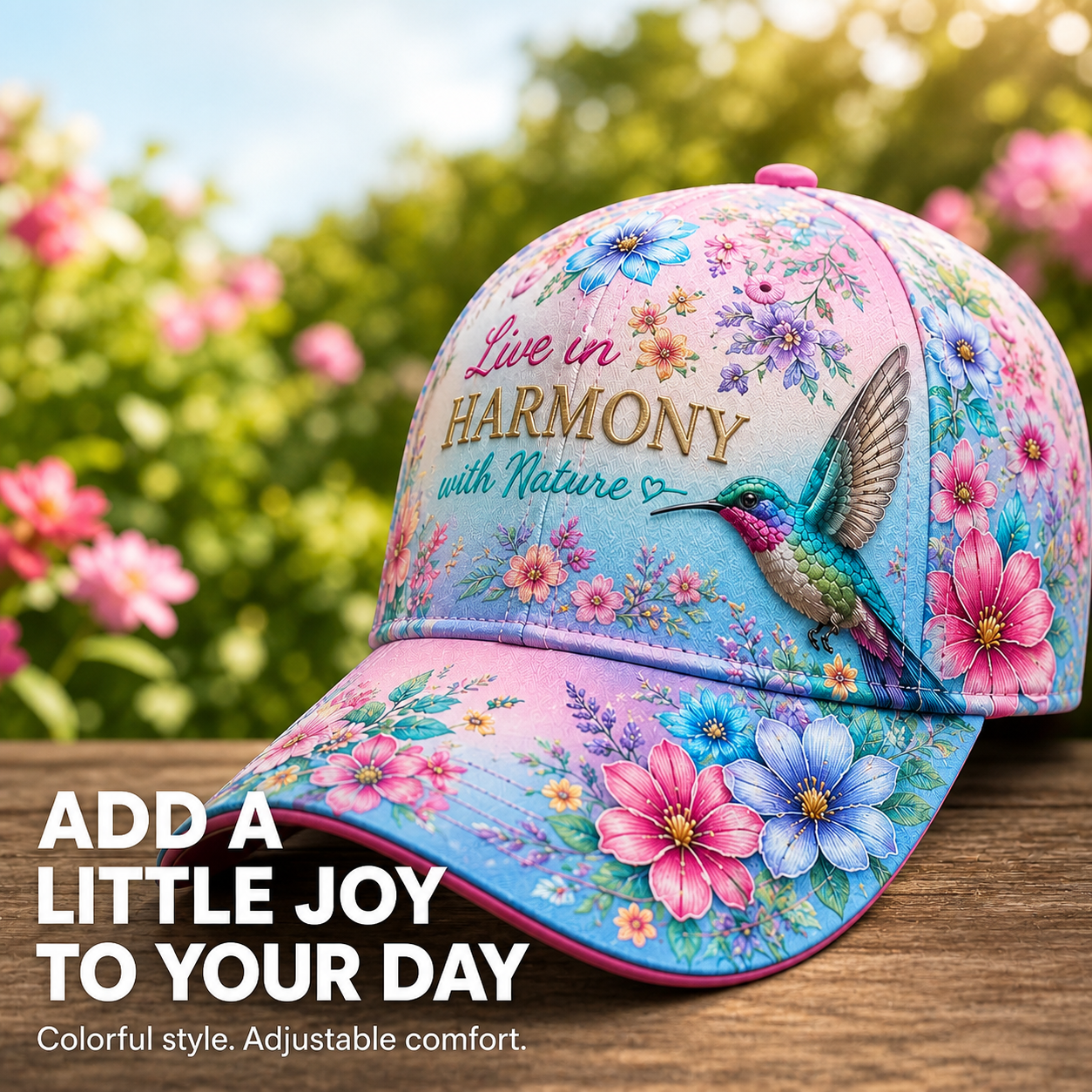 Bloom & Go Adjustable Floral Baseball Cap – Colorful Style for Every Sunny Day