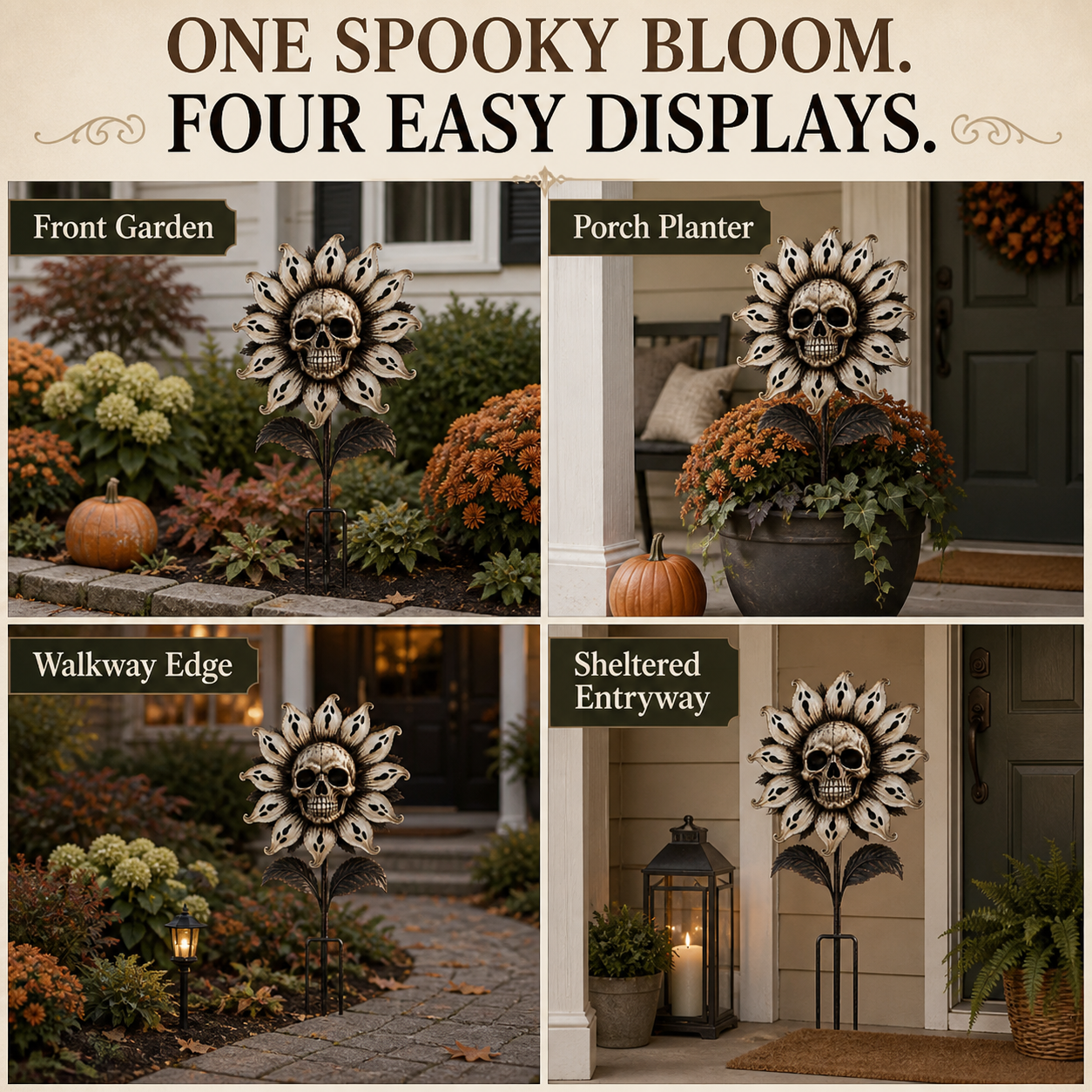 Skeleton Sunflower Halloween Garden Stake