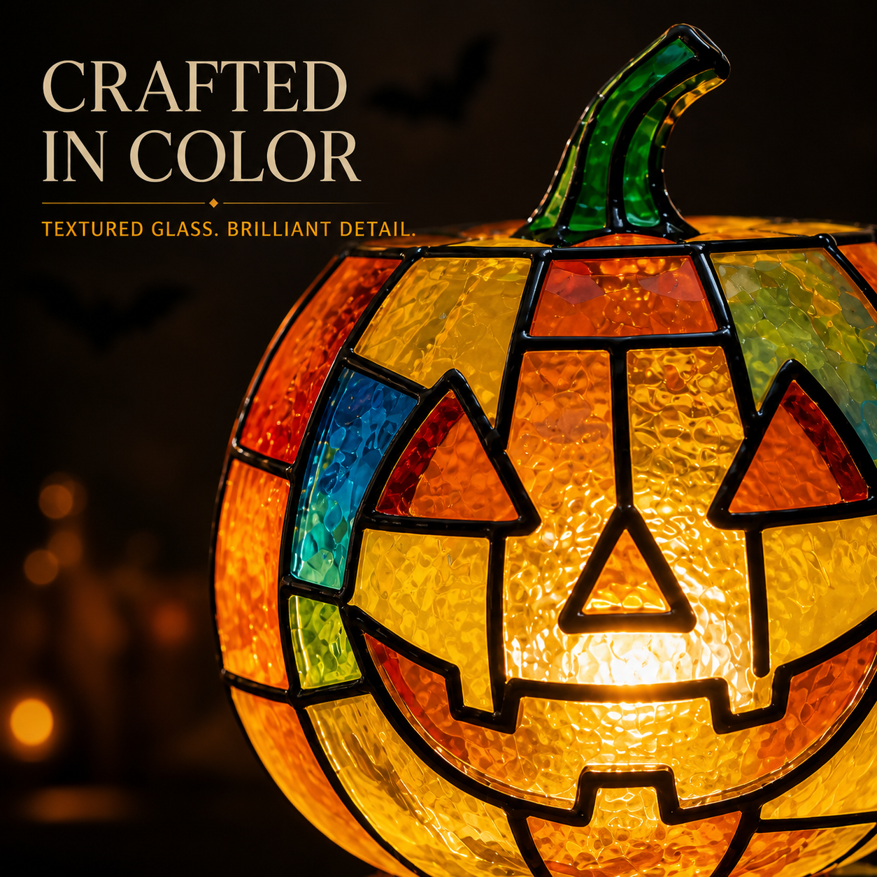 🎃 Halloween Stained Glass Pumpkin Lamp