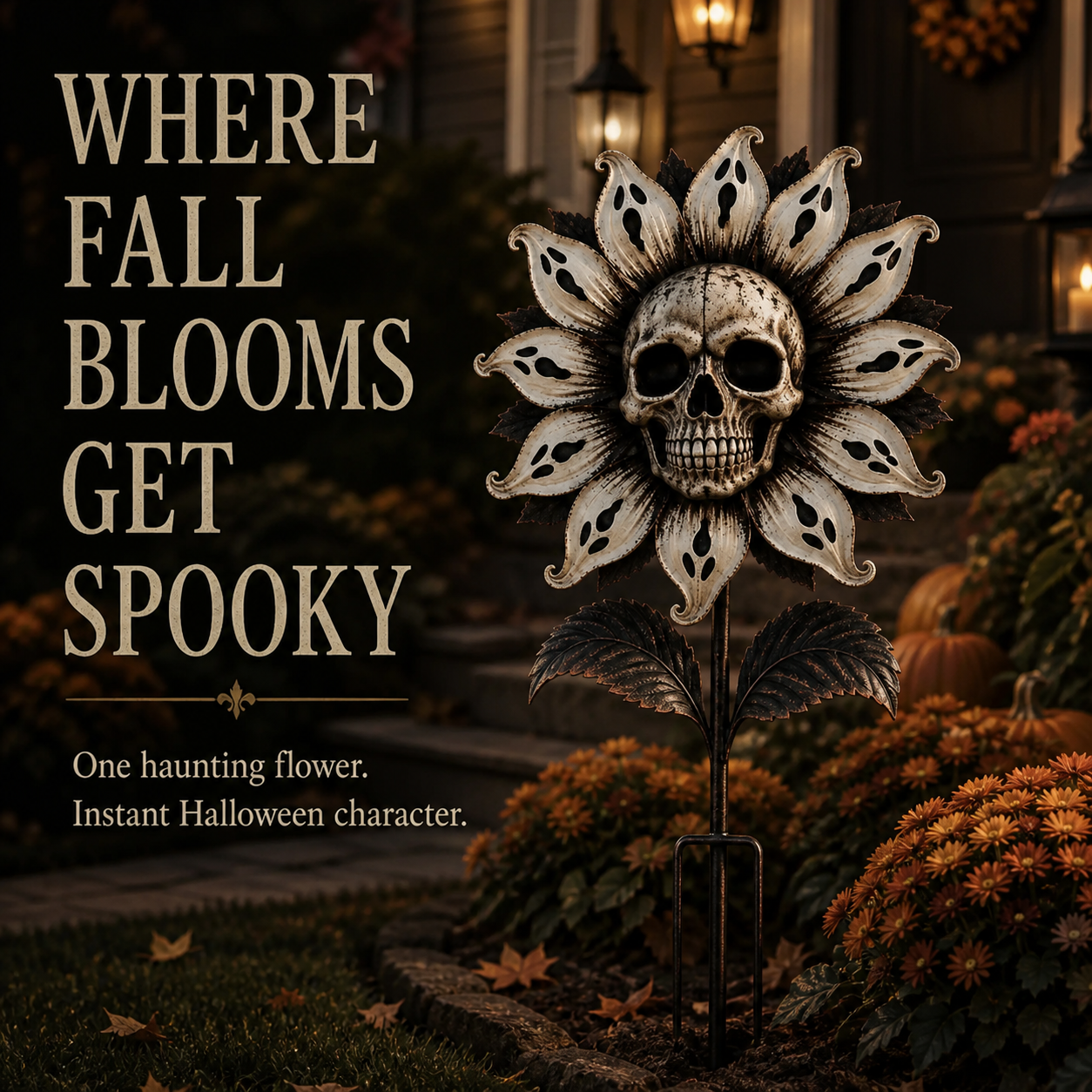 Skeleton Sunflower Halloween Garden Stake