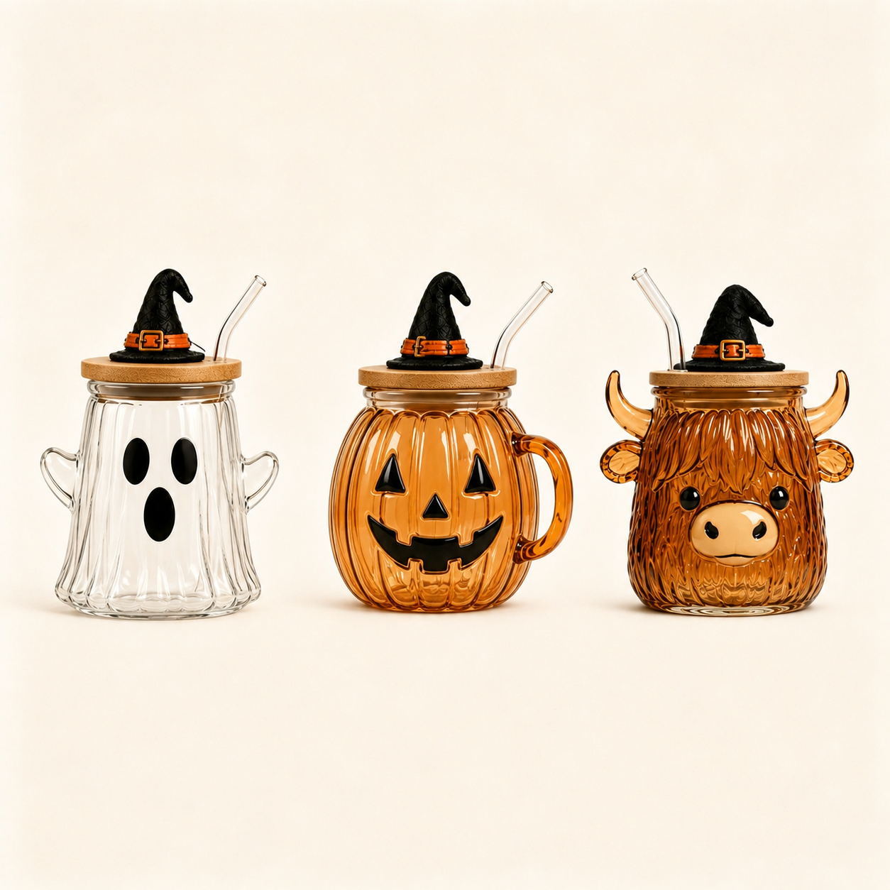 Halloween Character Straw Cup with Witch Hat Lid