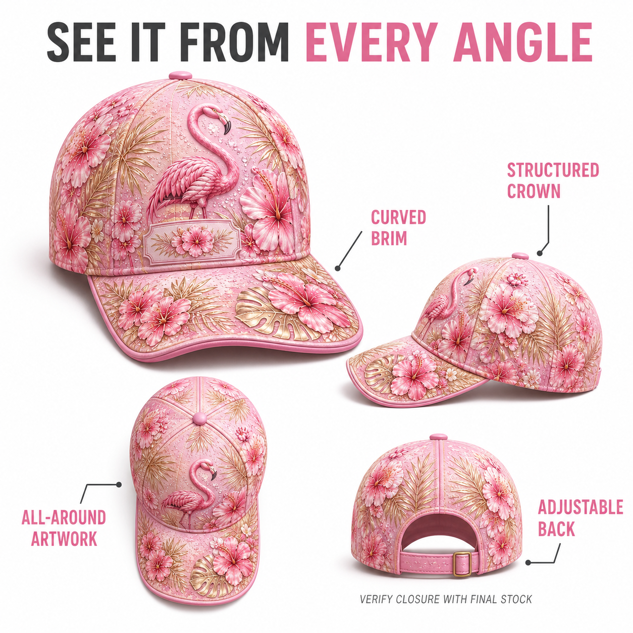 Bloom & Go Adjustable Floral Baseball Cap – Colorful Style for Every Sunny Day