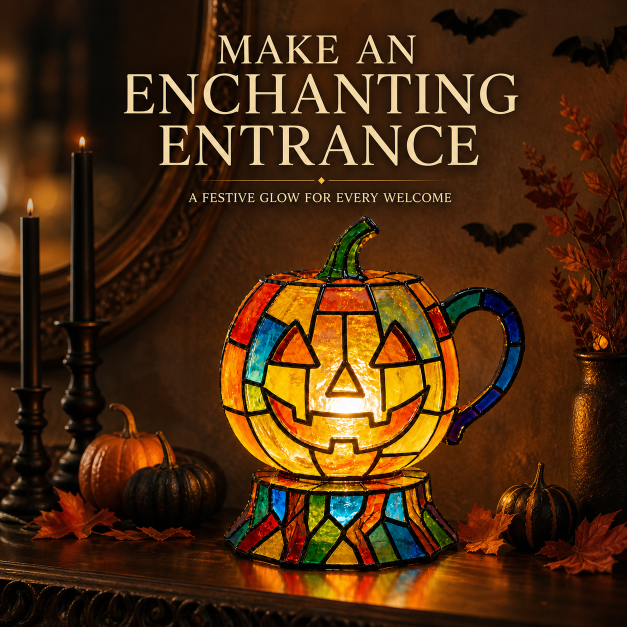 🎃 Halloween Stained Glass Pumpkin Lamp