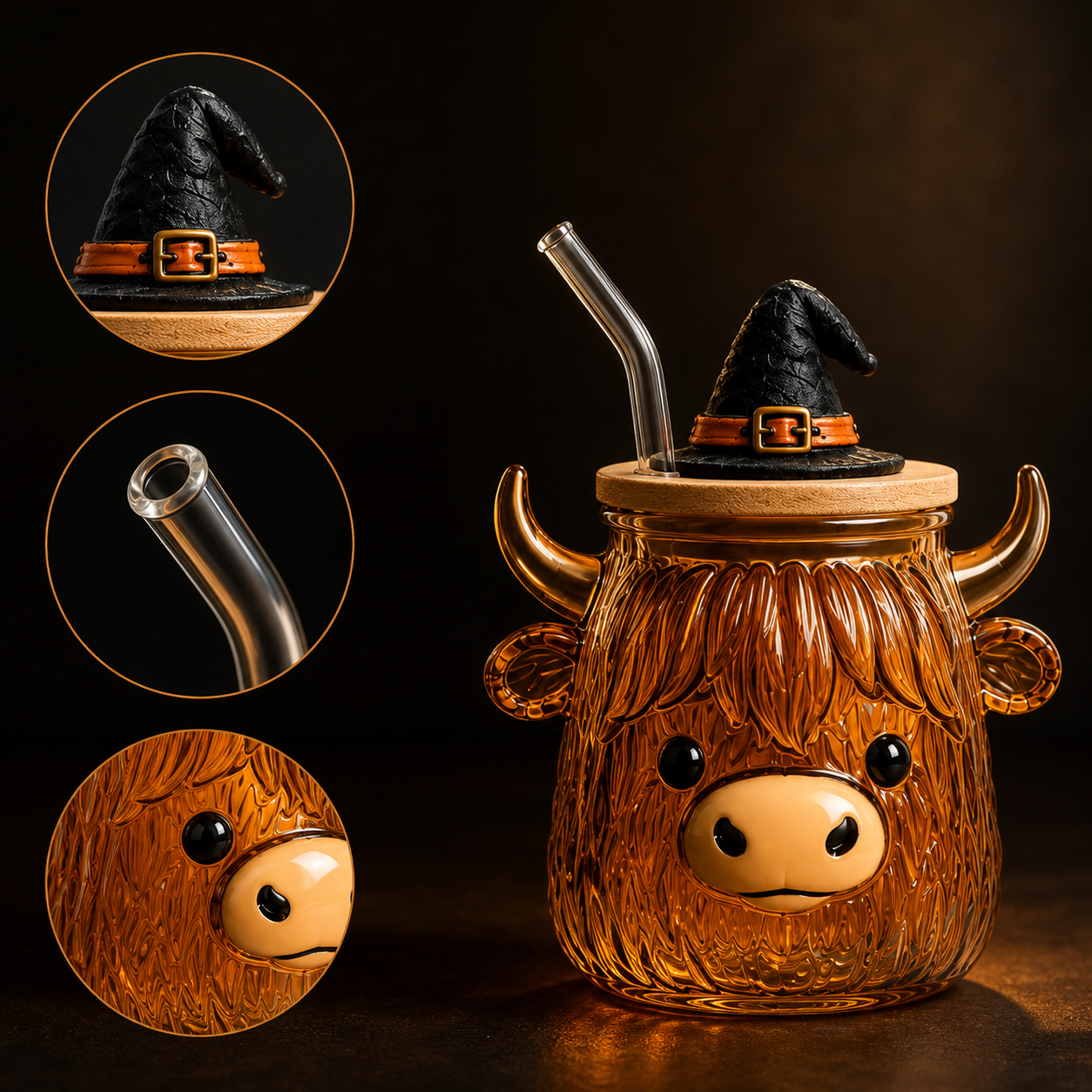 Halloween Character Straw Cup with Witch Hat Lid