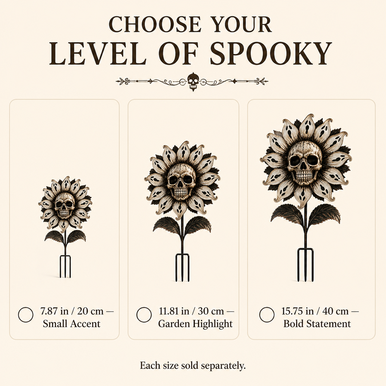 Skeleton Sunflower Halloween Garden Stake