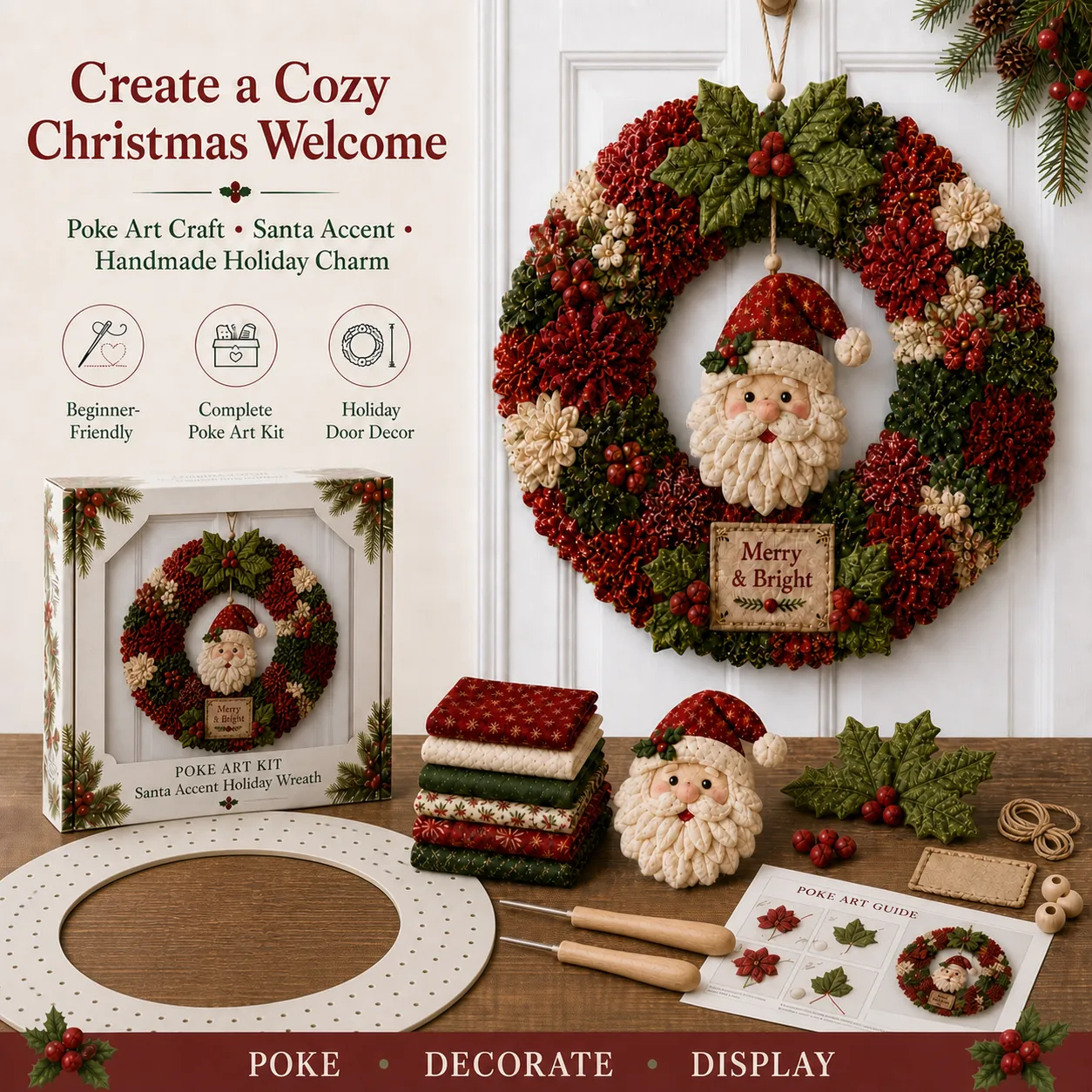 Plymagic DIY Poke Art Kit - Fabric Poke Wreath