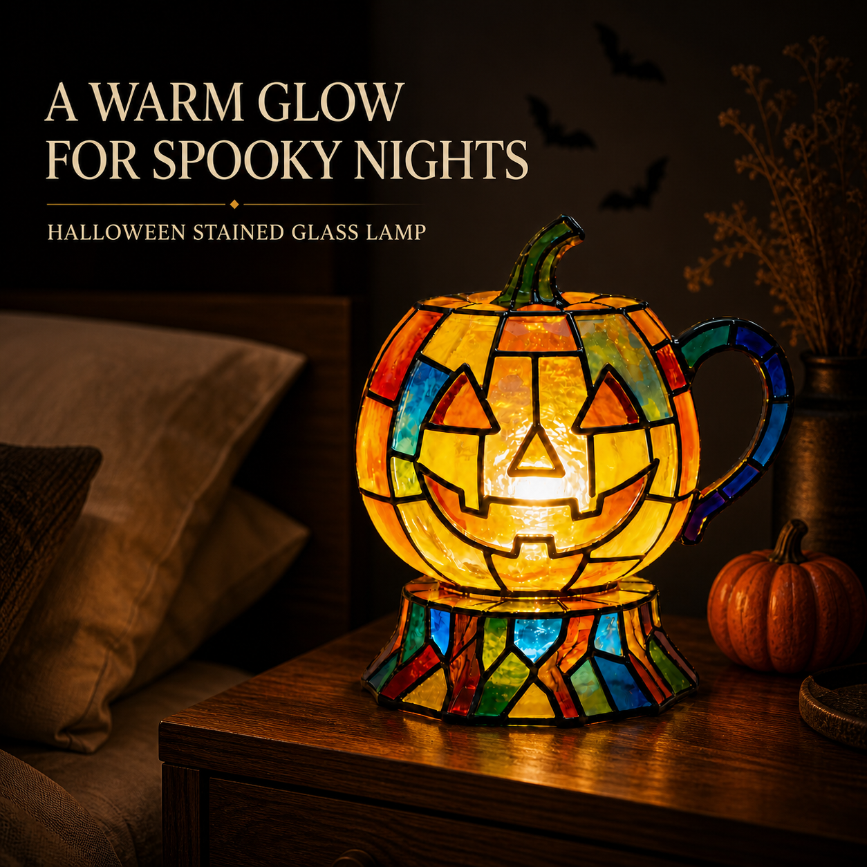 🎃 Halloween Stained Glass Pumpkin Lamp