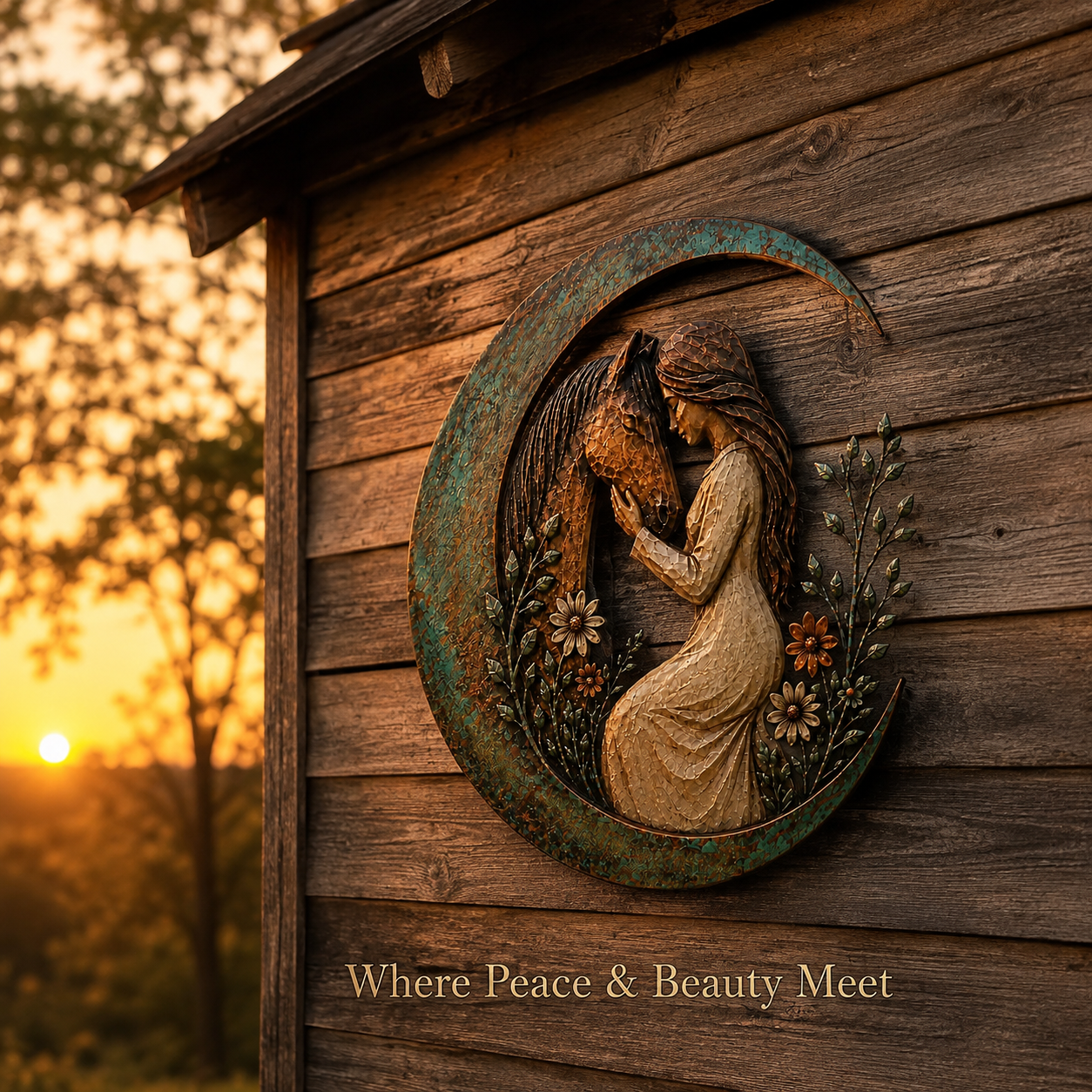 Moonlit Angel & Dog Memorial Wall Plaque