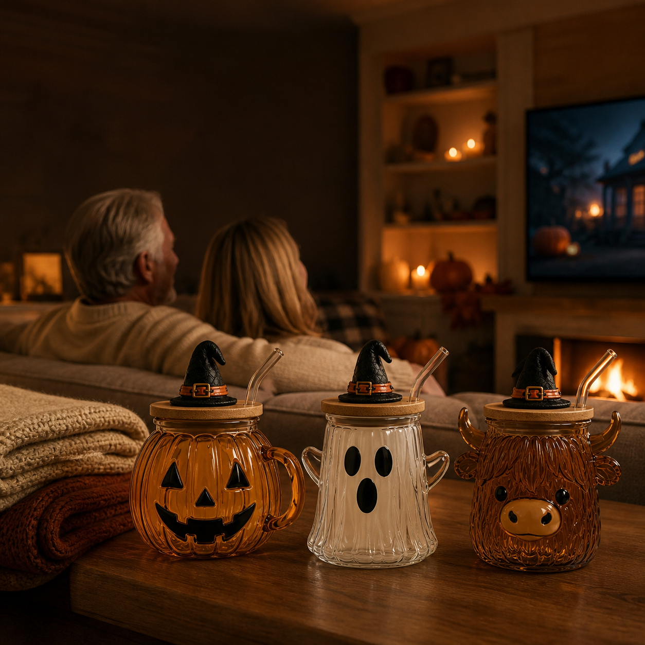 Halloween Character Straw Cup with Witch Hat Lid