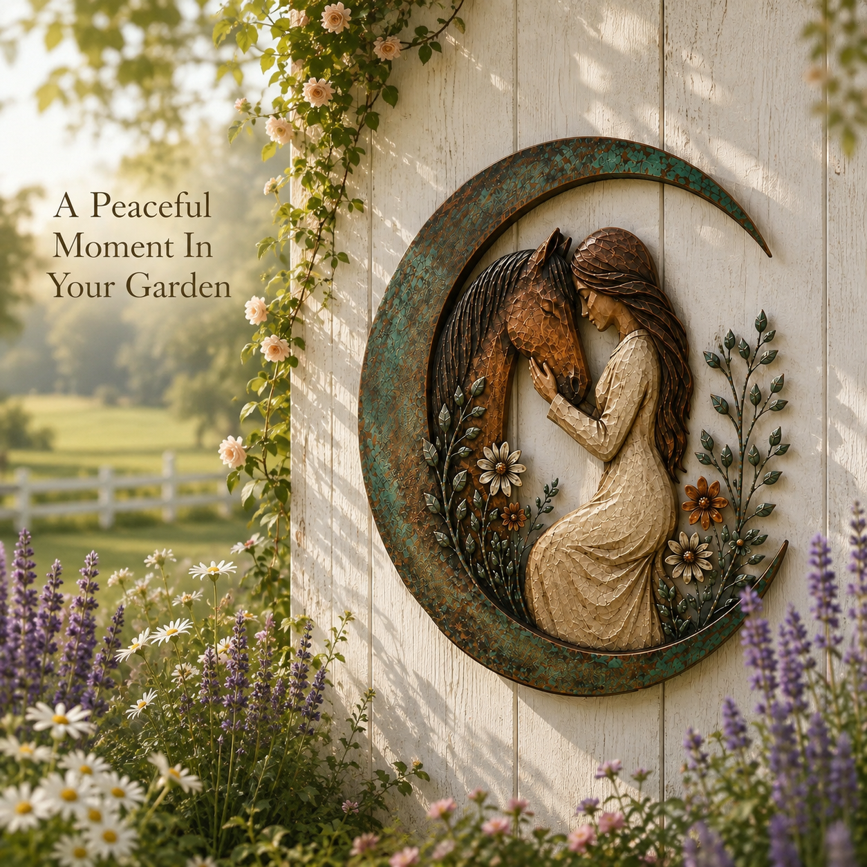 Moonlit Angel & Dog Memorial Wall Plaque