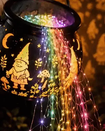 🌈 Gnome Cauldron Solar Garden Light ✨