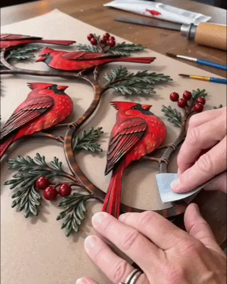 Cardinal/Chickadee Metal Wall Decor