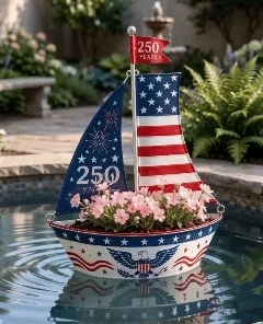 🔥Add a splash of patriotic charm to your porch with this sailboat planter