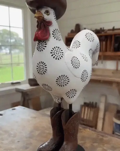 Vintage Cowboy Rooster Sculpture