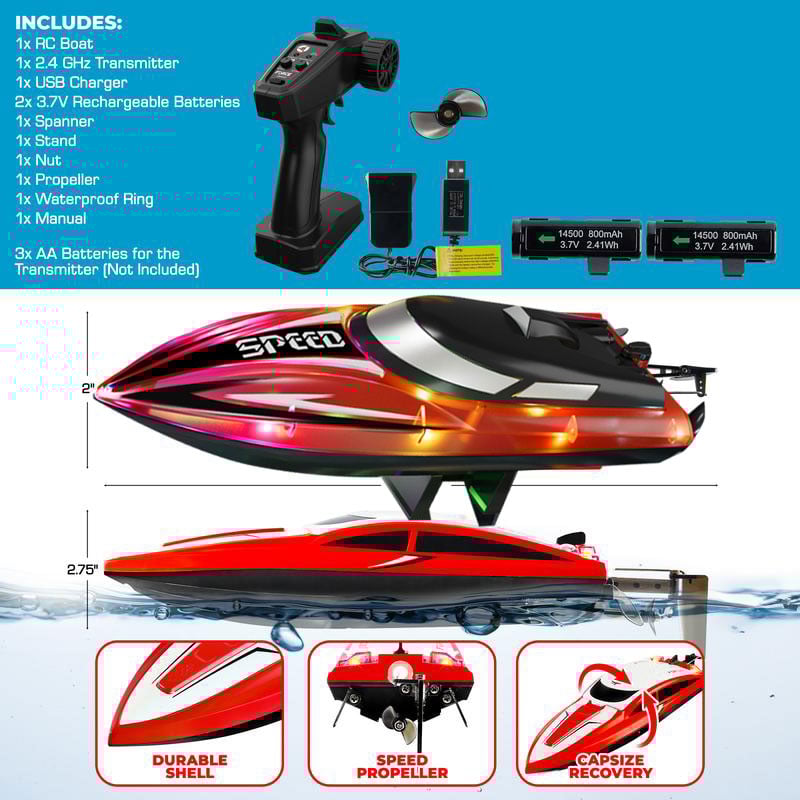 Force1 Velocity Fast RC Speed Boat with Underwater Driving Feature