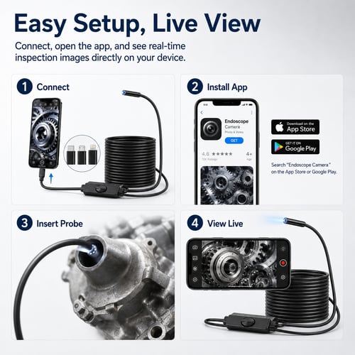 16.4ft Endoscope Camera with Light for iPhone and Android