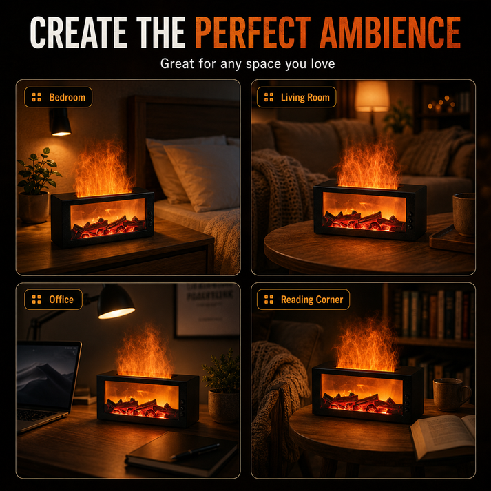 🔥Dance with Flames. Sleep in Serenity— Fireplace Flame Humidifier