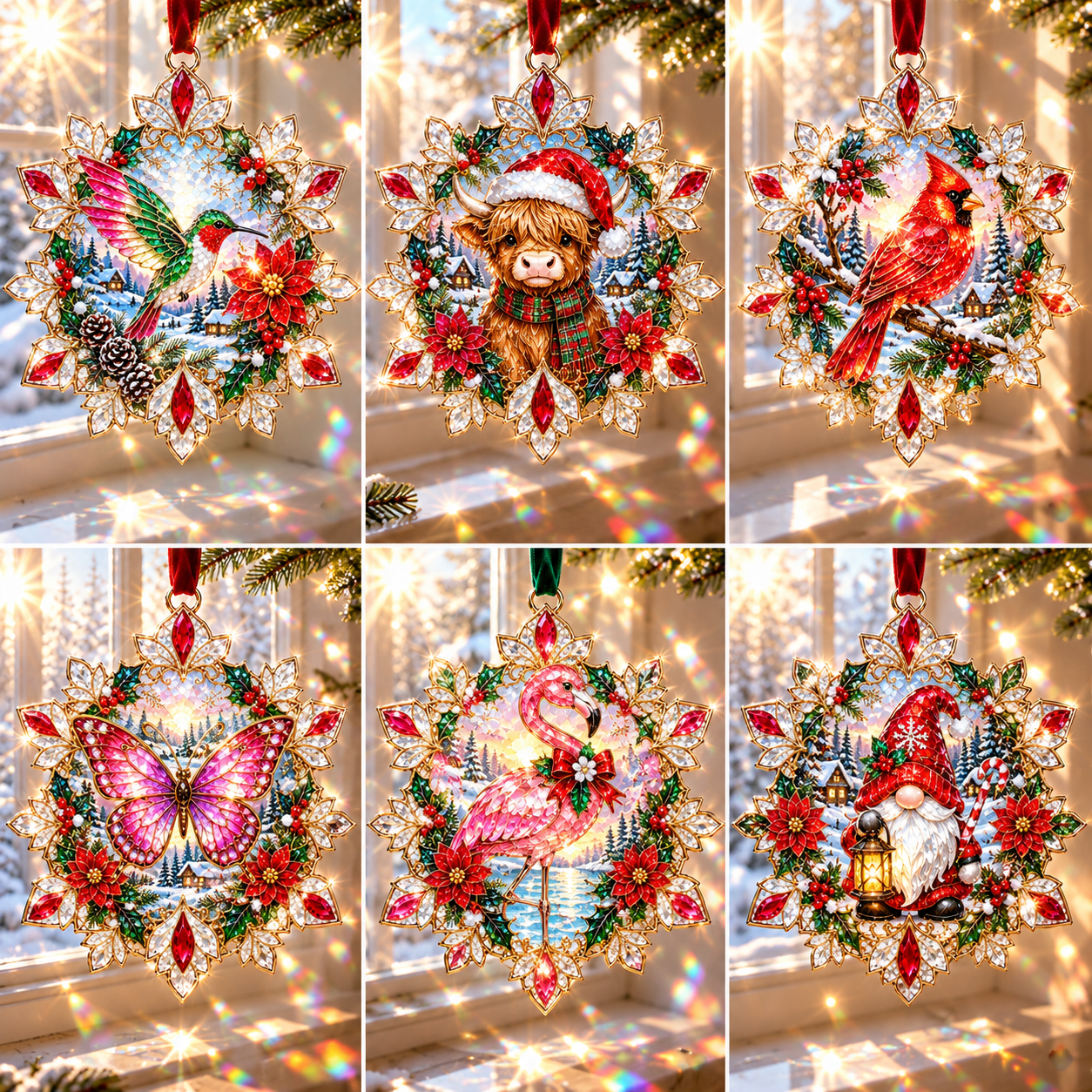 Christmas Crystal Suncatcher Ornament – Jewel-Like Holiday Window & Tree Decoration