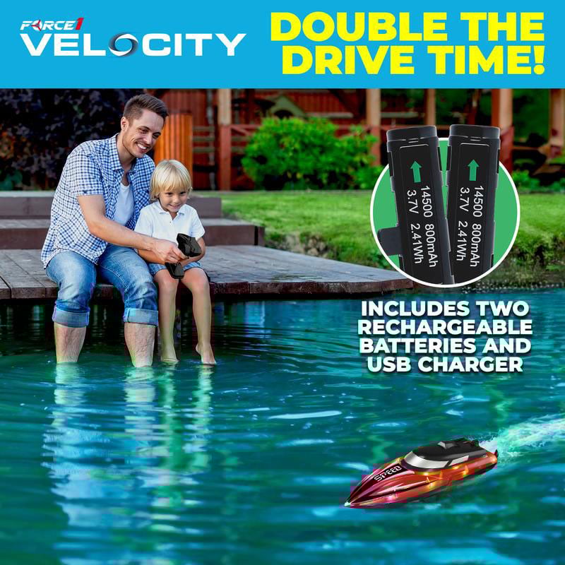 Force1 Velocity Fast RC Speed Boat with Underwater Driving Feature