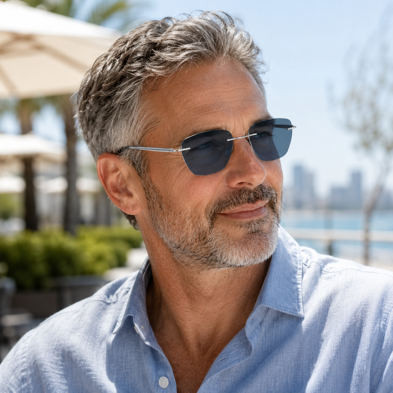 2-in-1 Photochromic Rimless Reading Glasses – UV400, Blue-Light Filtering & Low-Distortion Clarity