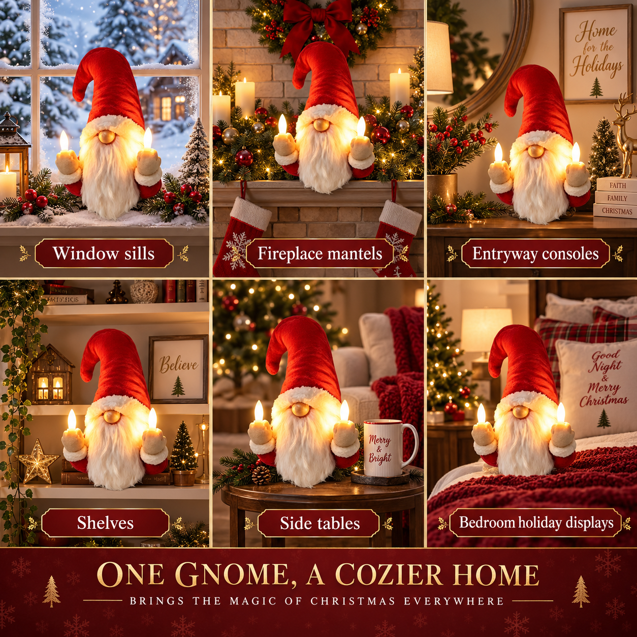 🎄 Lighted Christmas Gnome Candle Decor