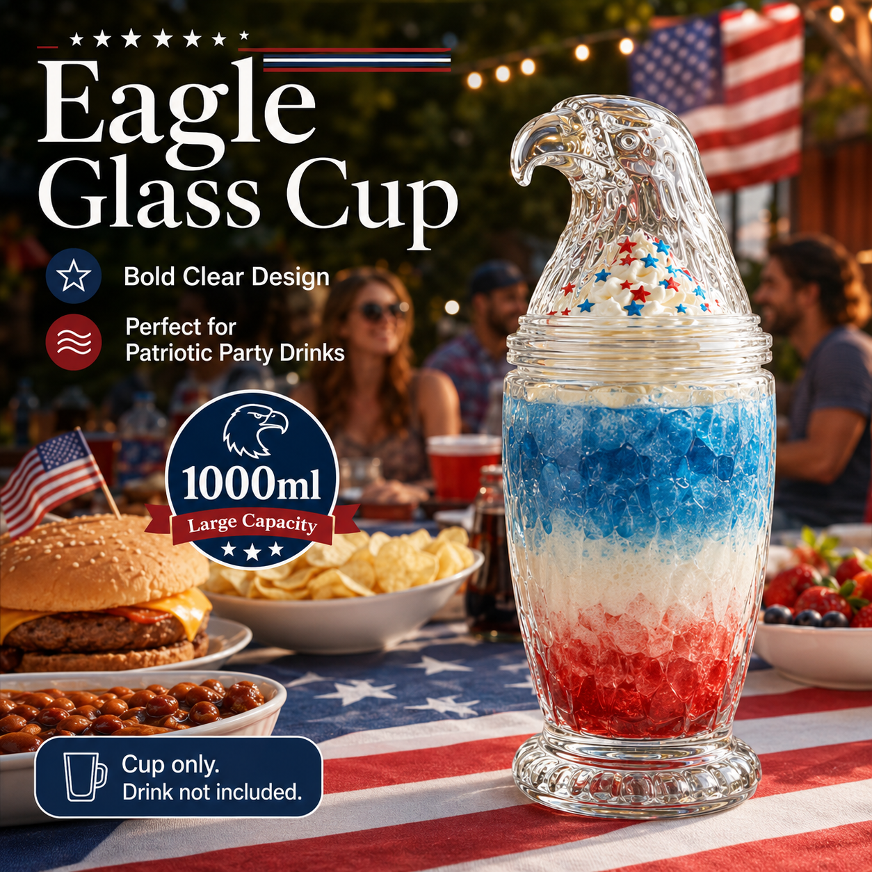🦅 Eagle Glass Cup — Celebrate Boldly