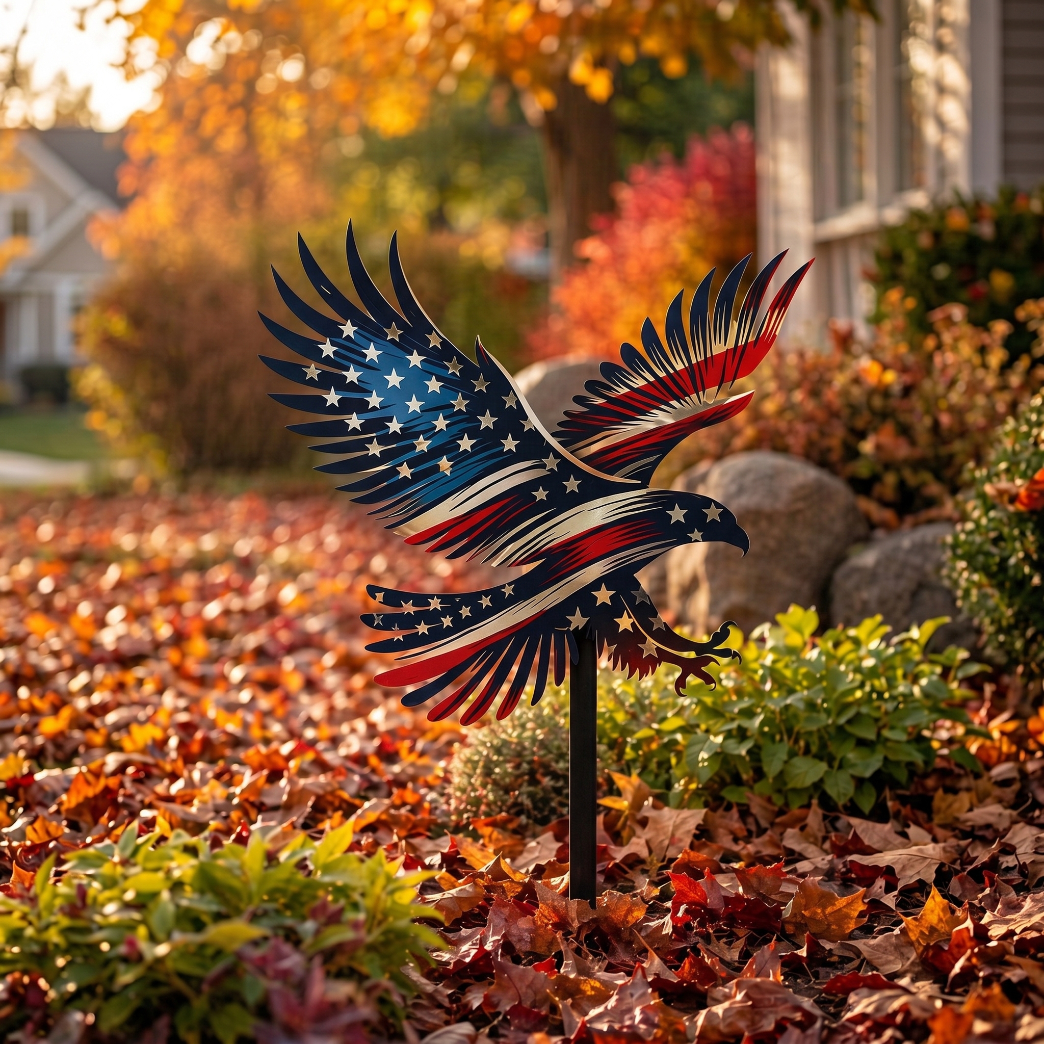 The American Flag Eagle Garden Stake