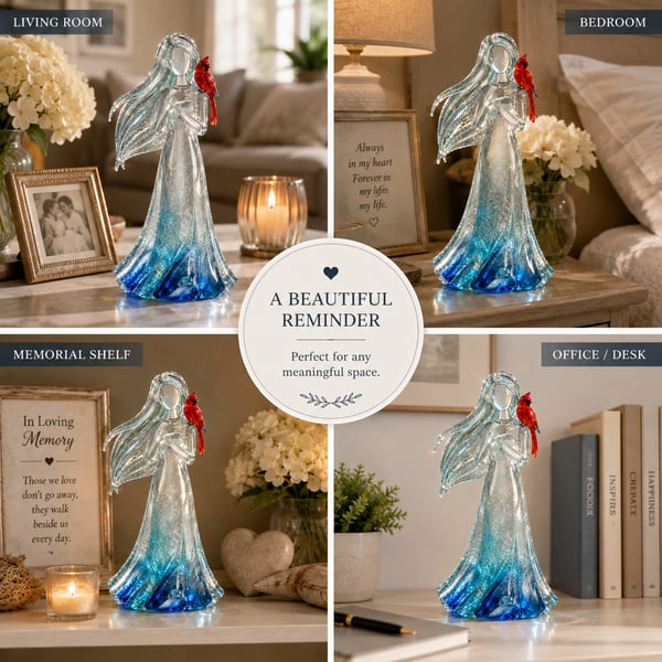 🐦Cardinal Memorial Woman Figurine