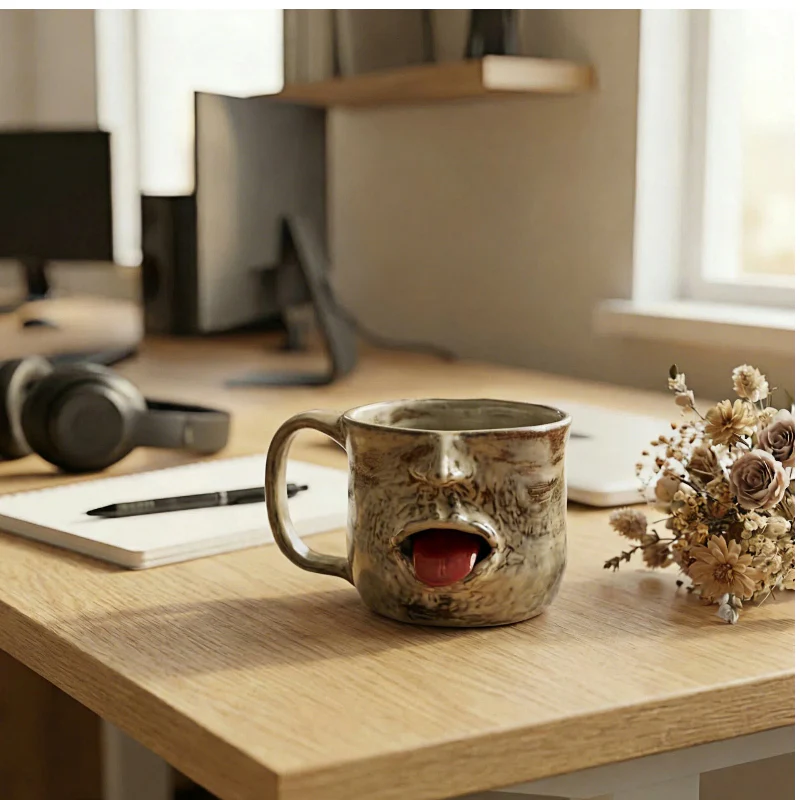 Fun Face-shaped Ceramic Mug