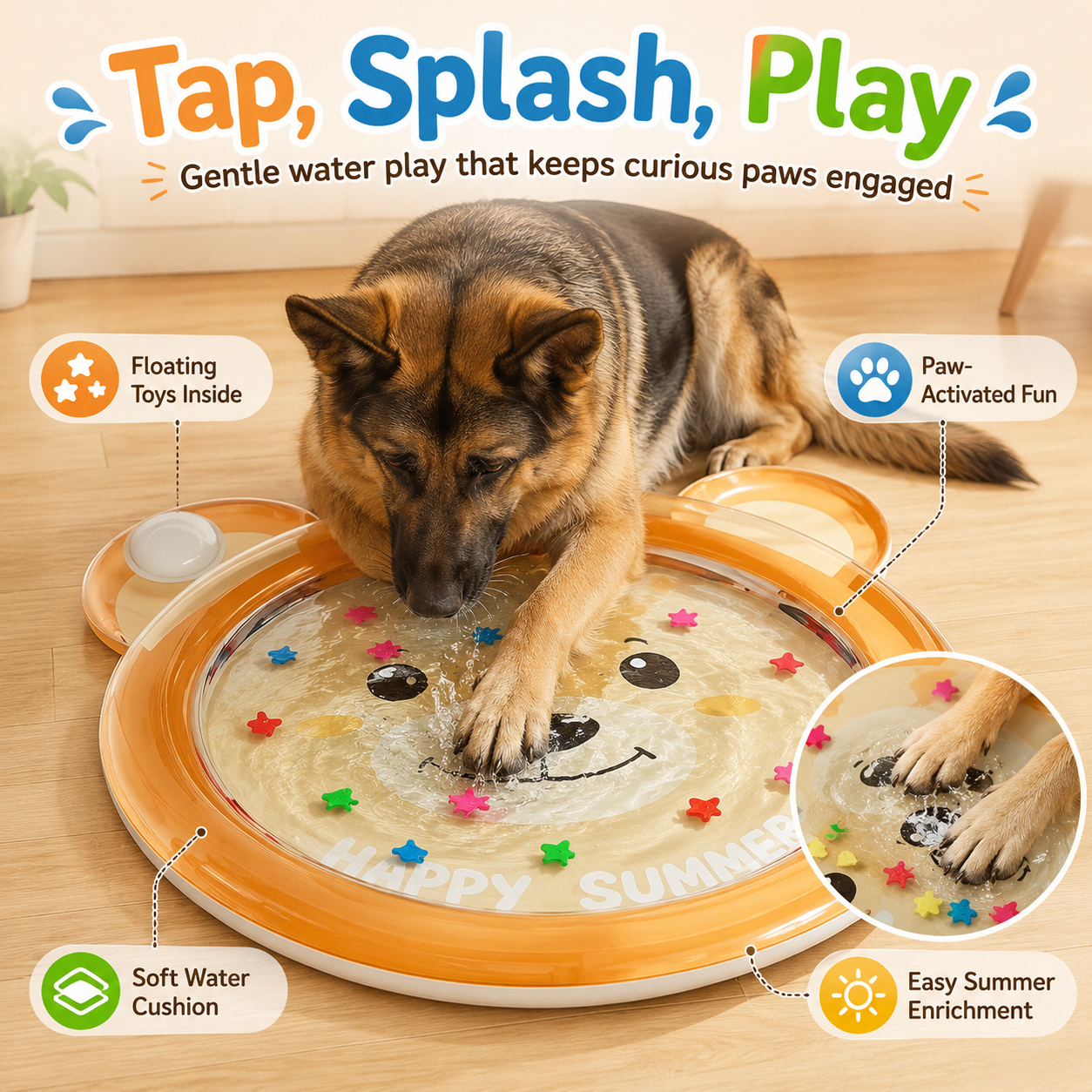 🐾 Non-Slip Cooling Splash Pet Mat – Keeps paws & bowls cool – Ideal for hot days – easy to clean, perfect for food or water spills 💧🐶✨