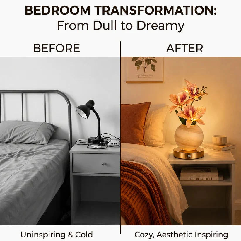 🪴 LED Orchid Table Lamp | Rechargeable Floral Night Light Decor