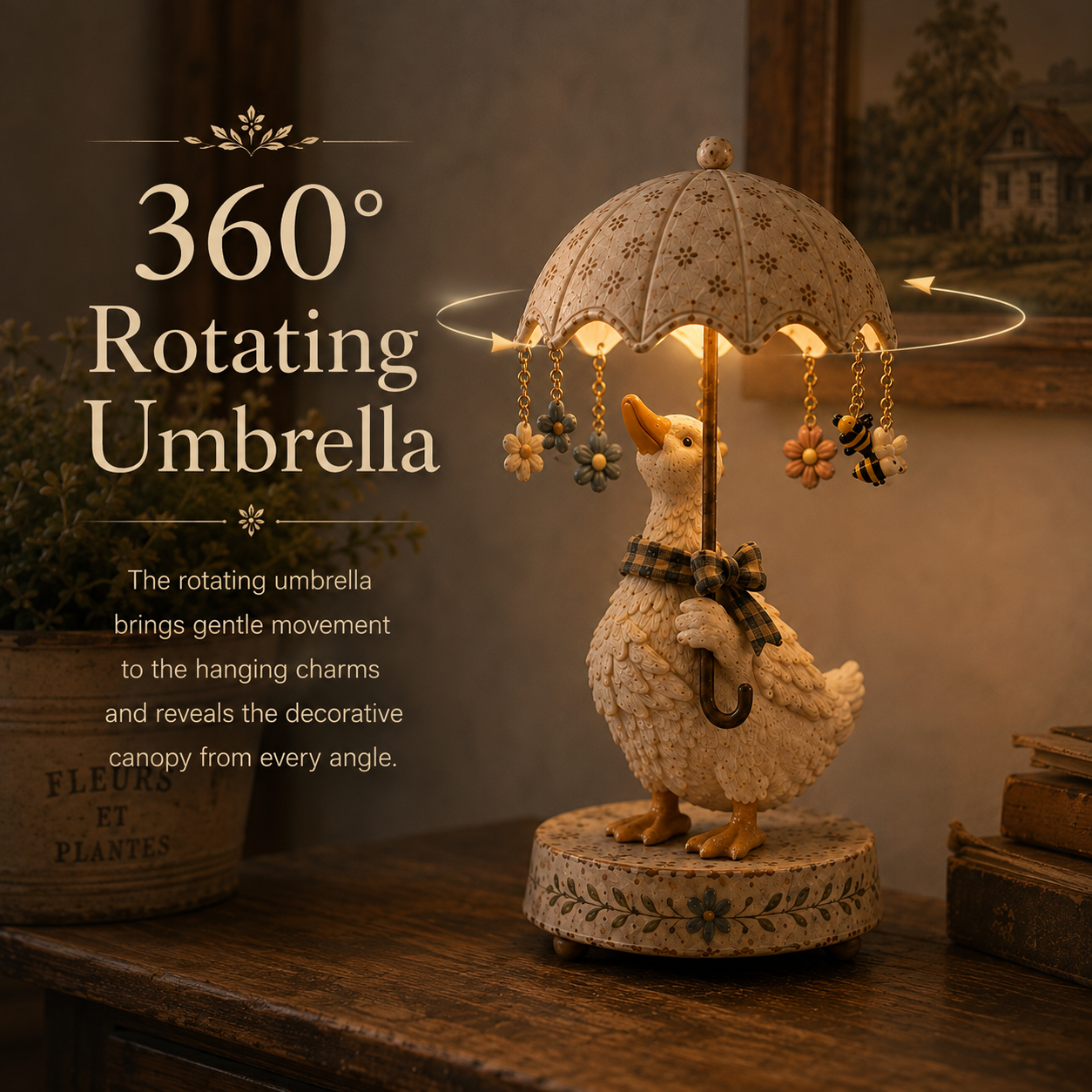 🎁Vintage Rotating Umbrella Animal Lamp