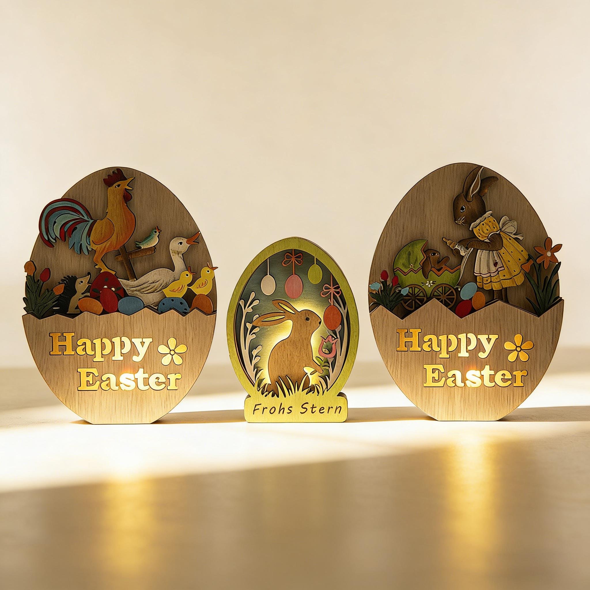 🔥LAST DAY 49% OFF-🐰✨Handcrafted Glowing Wooden Easter Decorations