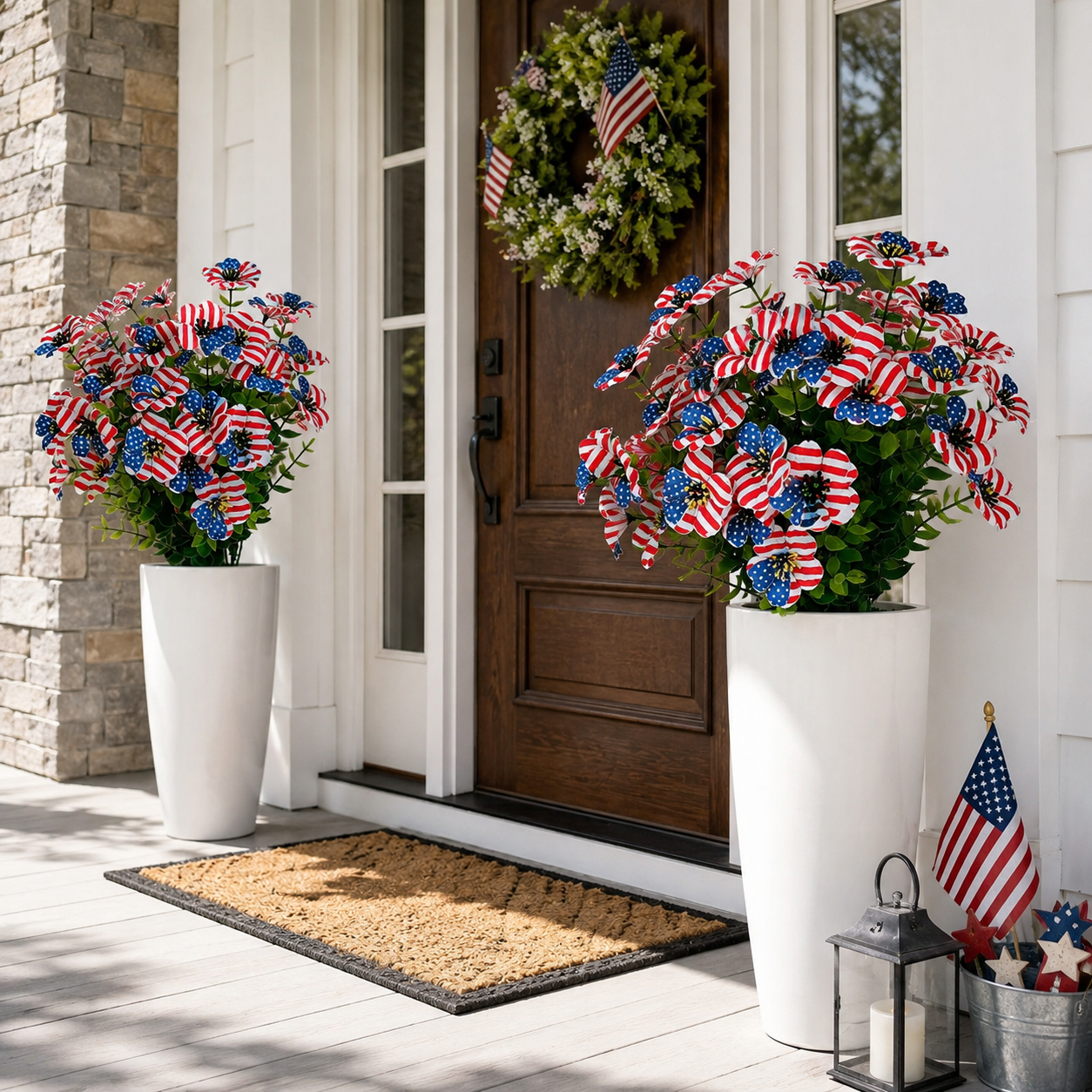 Red, White & Blue Artificial Violet Bouquet