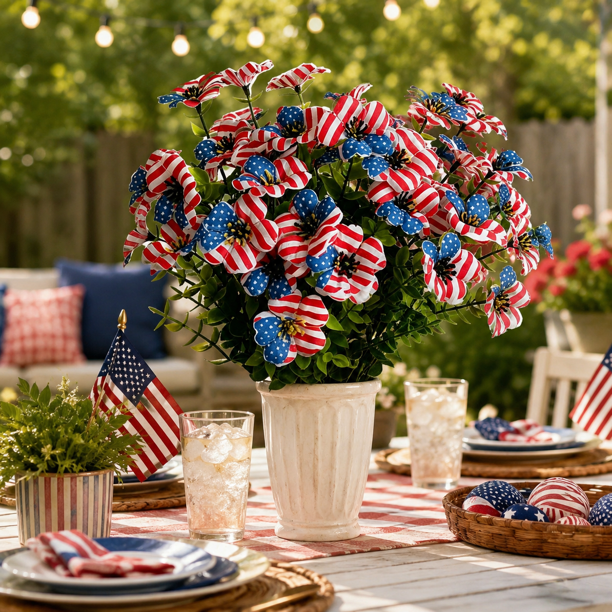 Red, White & Blue Artificial Violet Bouquet