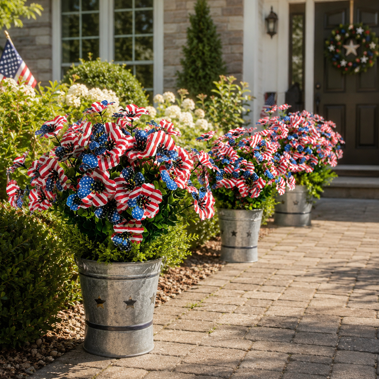 Red, White & Blue Artificial Violet Bouquet