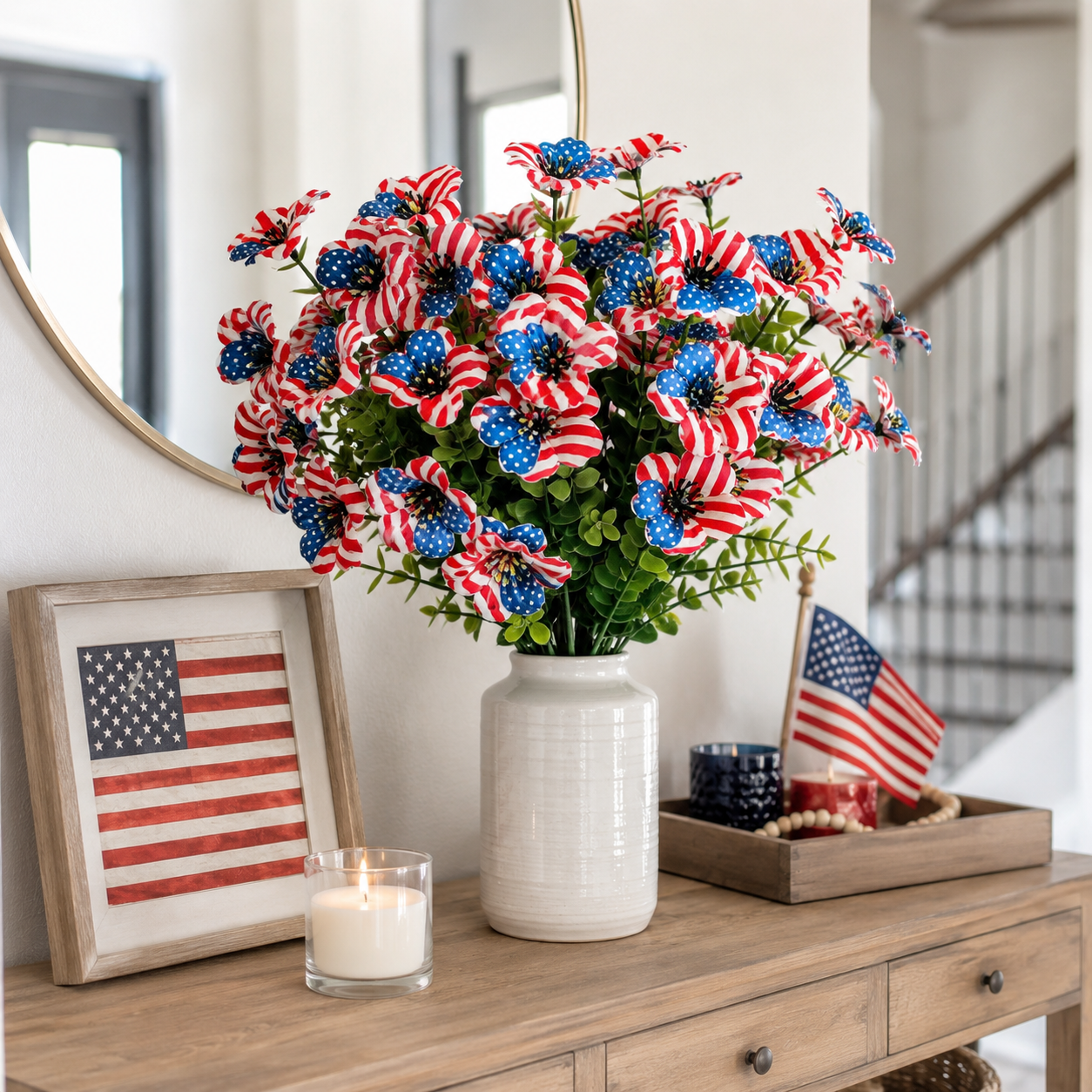 Red, White & Blue Artificial Violet Bouquet